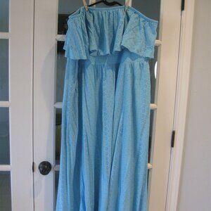 Torrid Powder Blue Off-the-Shoulder Ruffled Maxi Dress